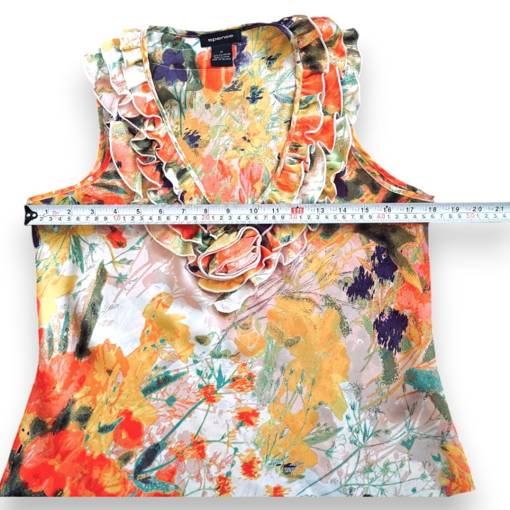 Spense Floral Ruffle Neck Sleeveless Blouse Size M - Picture 4 of 7